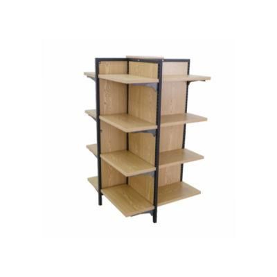 Solid Four Way Wooden Shelf with Four Layers Each Side Display Stand