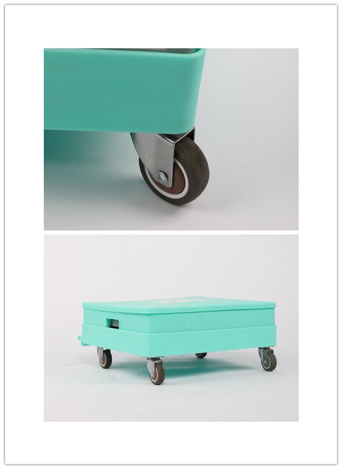 China New Design Portable Folding Plastic Box Shopping Trolley with Four Universal Wheels