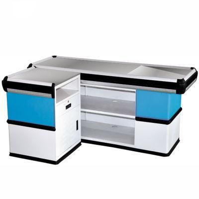 Fashionable Store Supermarket Stainless Steel Retail Design Checkout Cashier Counter