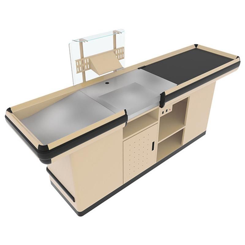 Supermarket Design Retail Cash Cashier Desk with Conveyor Belt
