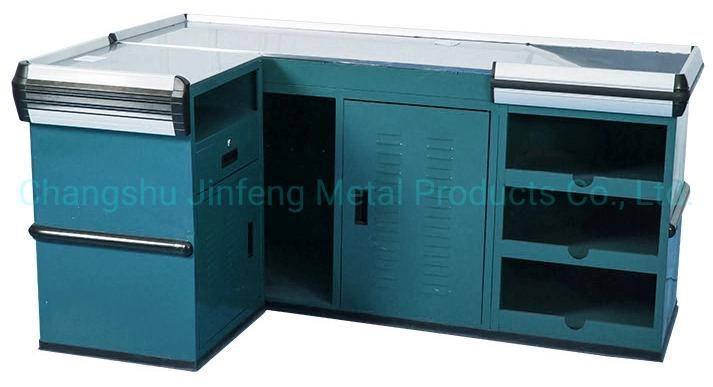 Supermarket Furniture Cashier Desk Convenience Store Metal Checkout Counter Jf-Cc-039