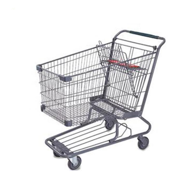 Supermarket Equipment European Style Metal Shopping Cart Trolley with Seat