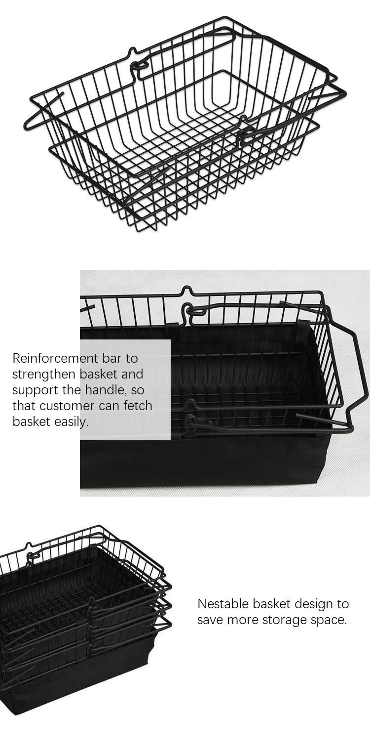 Supermarket Wire Metal Shopping Basket with Bag