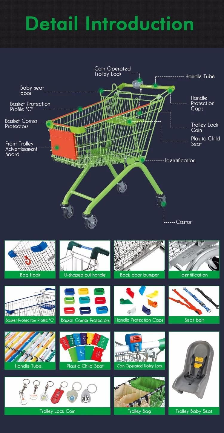 Supermarket Push Cart Commercial Metal Grocery Carts