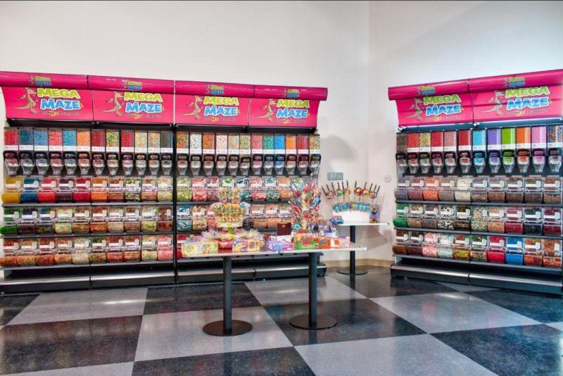 Supermarket Candy Display Rack Snack Display Racks with Scoop Bins