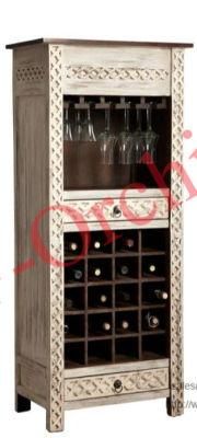 White Waxed Wine Bottle Rack Stem Glass Holder Wooden Furniture Commercial Furniture