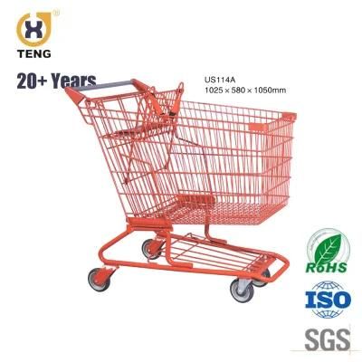 114L Red Hot Sale Hand Shopping Trolley Cart for Supermarket