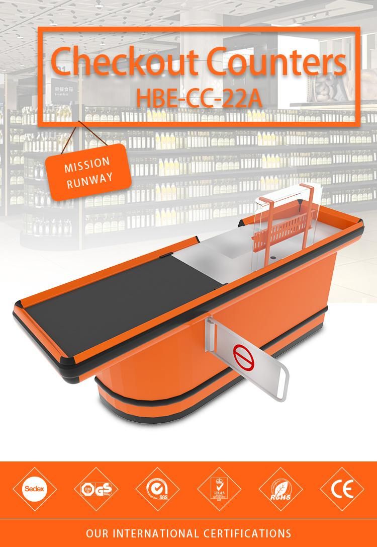 Checkout Counter with Electric Belt for Supermarket