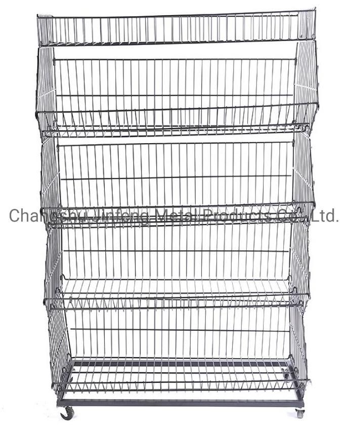 Retail Store Metal Wire Stacking Basket with Dividers for Promotion