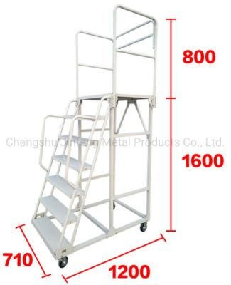 Warehouse Step Ladder Movable Platform Step Ladder Cart