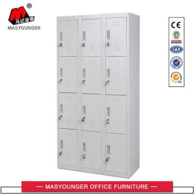 Grey Color Metal 12 Door Storage Locker with Key Lock