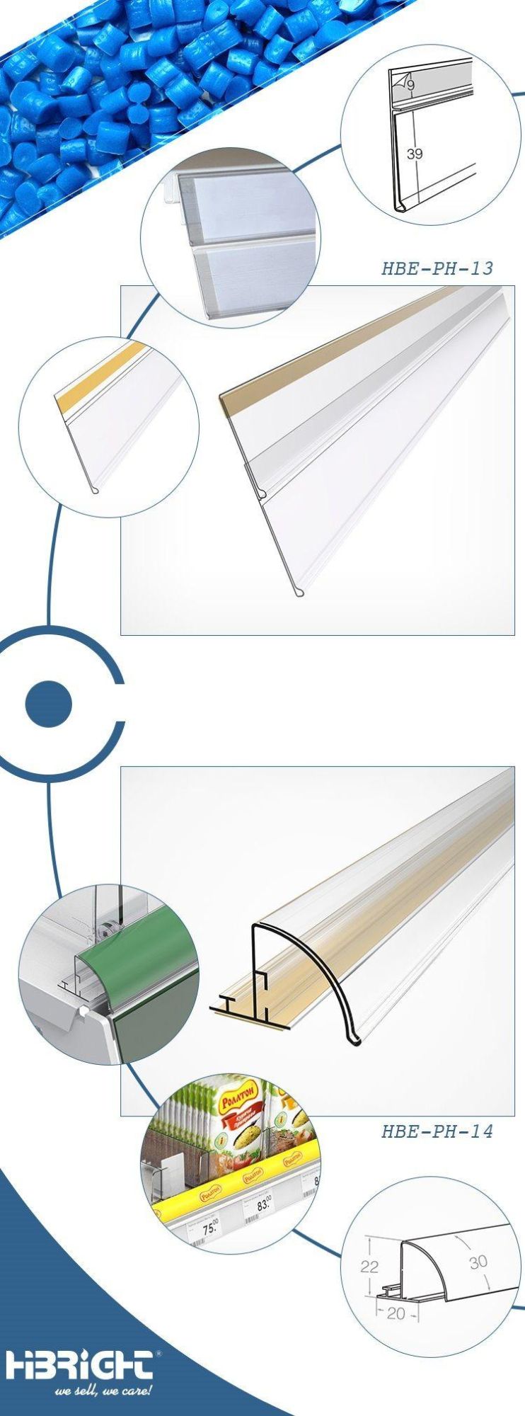 Adhesive Tape L Shape Plastic Price Strip for Supermarket Rack