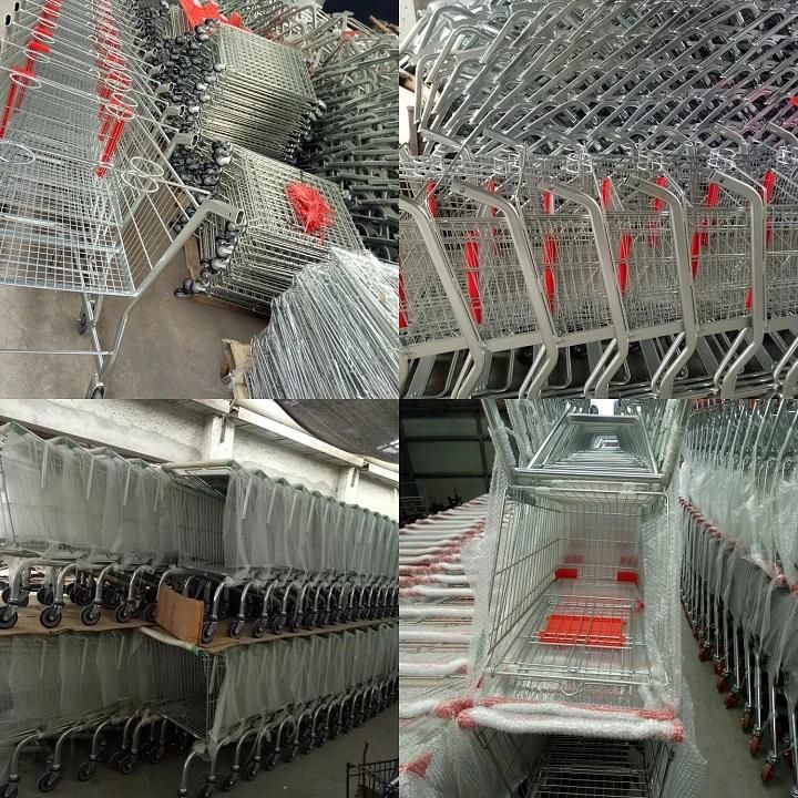 As150A 150L Metal Shopping Cart for Supermarket with 5′′ PU Wheels