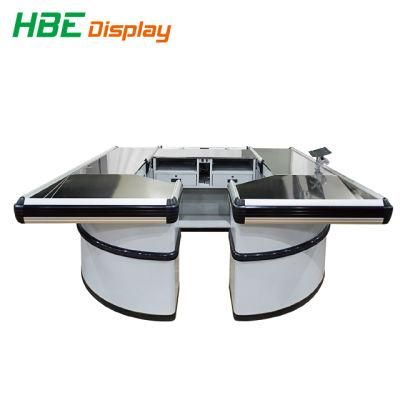 Hypermarket Double Side Round Big Supermarket Electrical Checkout Counter