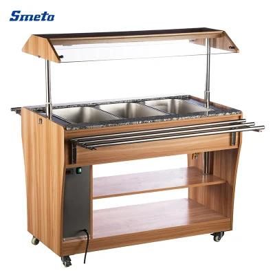 1210mm Width Hot Food Display Dishes Warmer Showcase Buffet Trolley