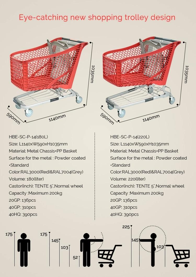 Rolling Grocery Plastic Shopping Trolley Cart