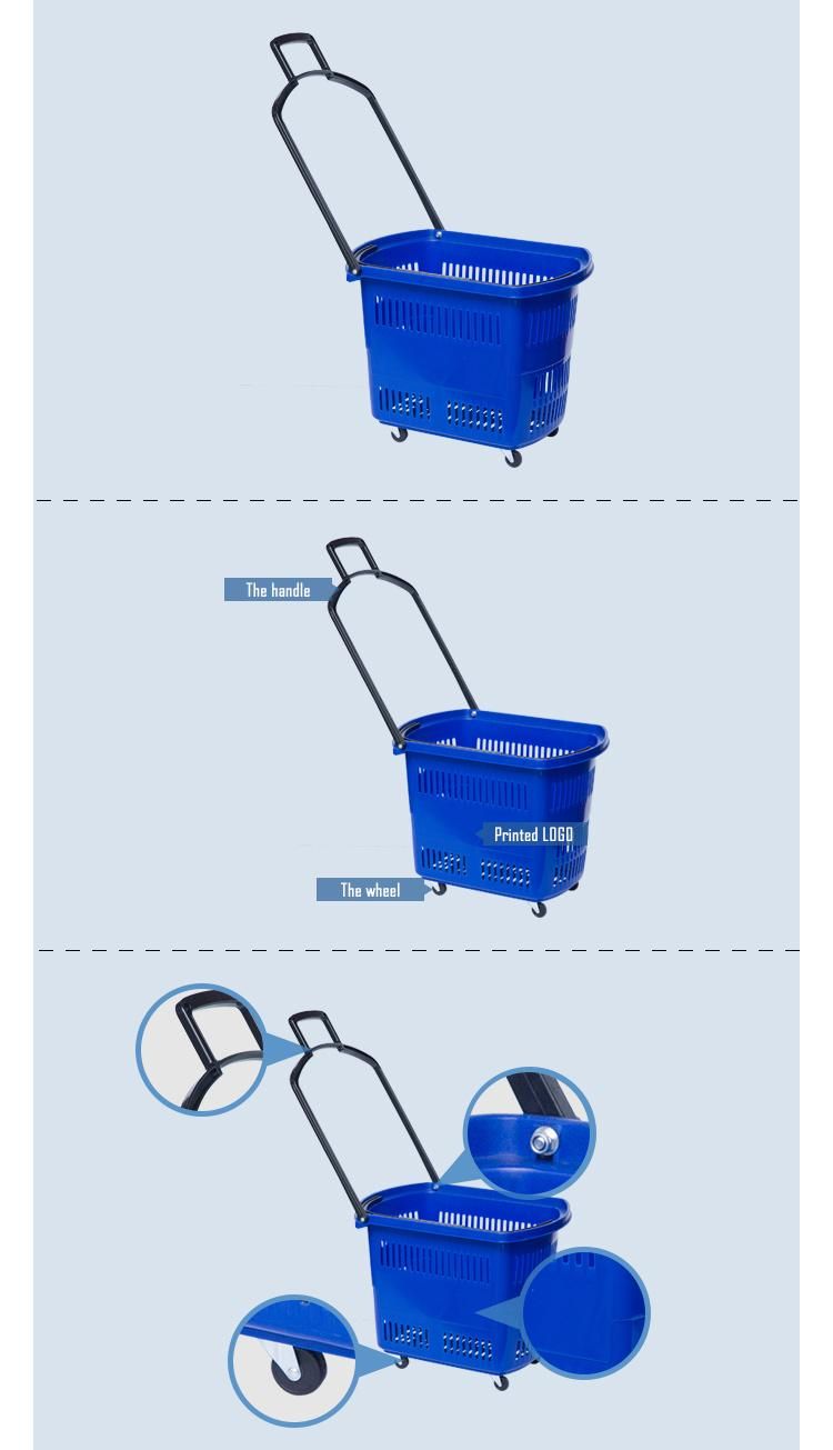 Large Four Wheels Trolley Basket for Supermarket