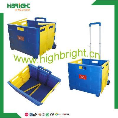 Pack and Roll Supermarket Color Plastic Foldable Cart with Wheels