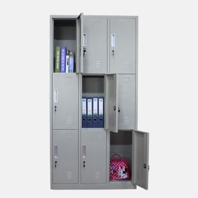 New Promotion 9 Door Wardrobe Sliding Door White Metal Lockers