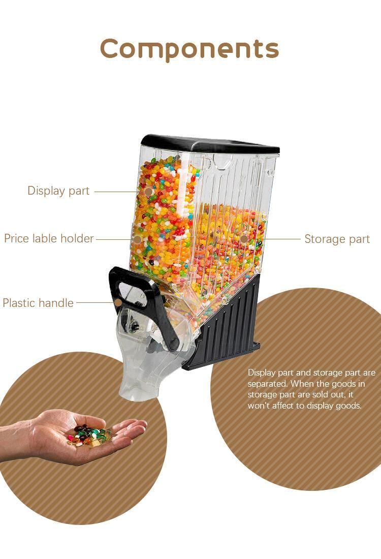 Supermarket Store Candy Display Rack BPA Free Candy Cereal Gravity Dispenser