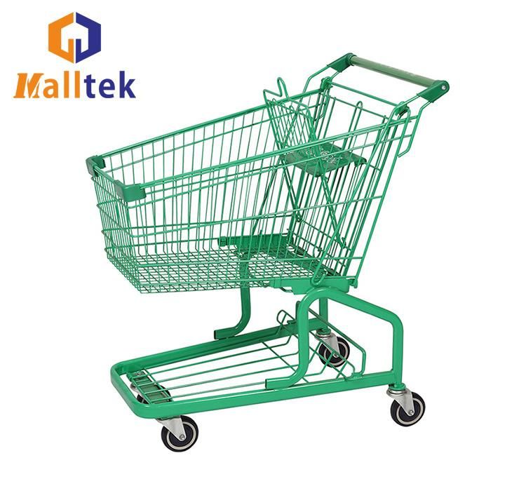 Heavy-Duty German Style Zinc Plated Supermarket Trolley for Child Seats