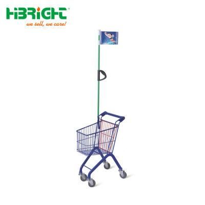 Supermarket Store Color Kids&prime; Shopping Trolley with Flag