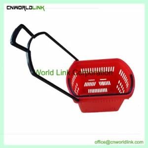 OEM 30L Heavy Duty Wheeled Shopping Plastic Handle Basket