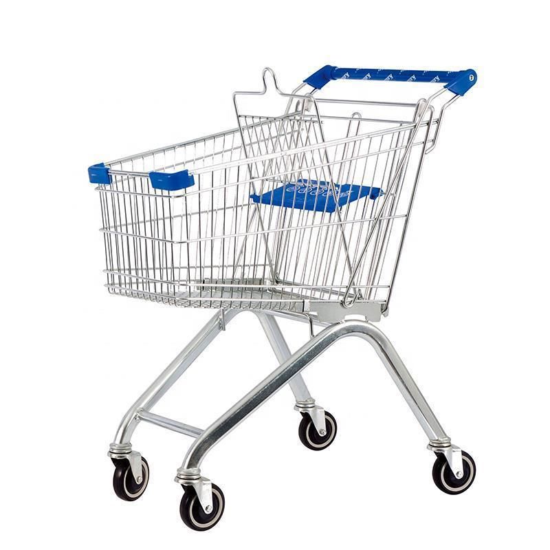 Asian Style 80L Metal Shopping Cart Trolley in Supermarket