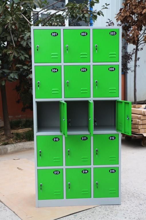 Fas-032 15 Doors Compartment Fitness School Furniture Steel Cabinet Metal Locker