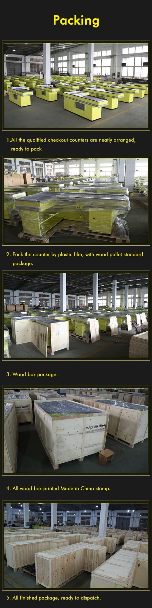 Supermarket Checkout Counter with Conveyor Belt for Supermarket