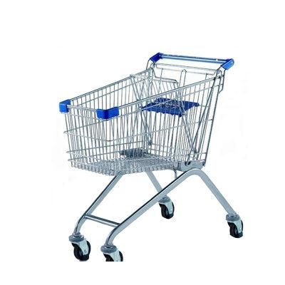 Custom Supermarket Metal Grocery Cart with Child Seats