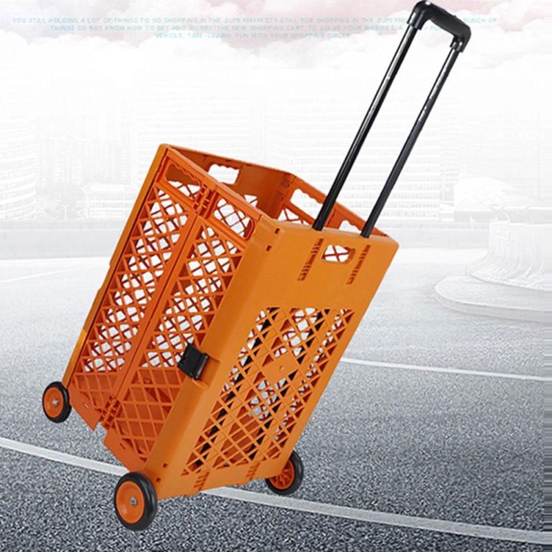 Wholesale Collapsible Plastic Mesh Crate Trolley Foldable Shopping Trolley