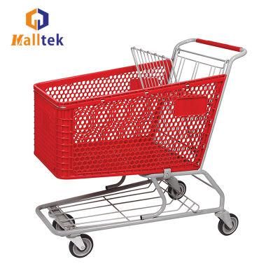 Half Plastic High Quality Shopping Movable Trolley with Good Loading Capacity