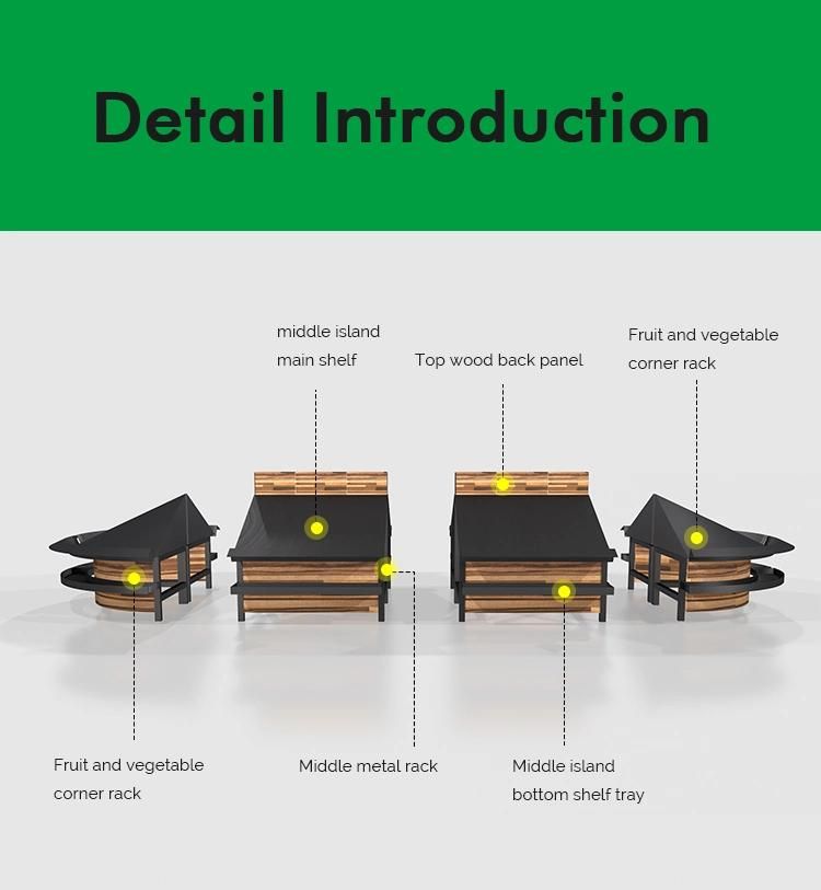 Supermarket Merchandising Retail Wooden and Steel Fruit and Vegetable Display
