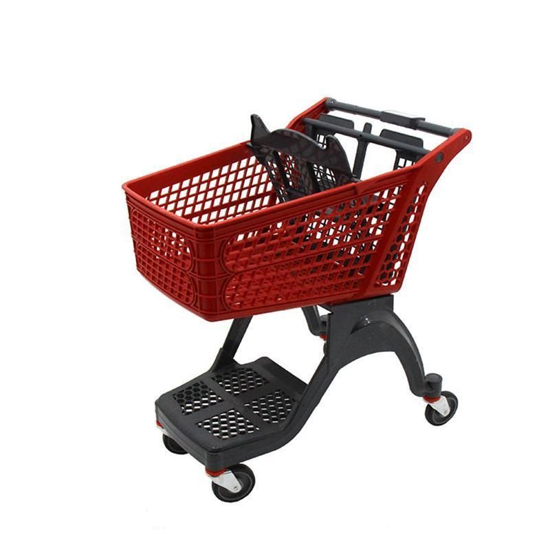 New Design Pure Plastic Hand Push Shopping Trolley for Supermarket Shop