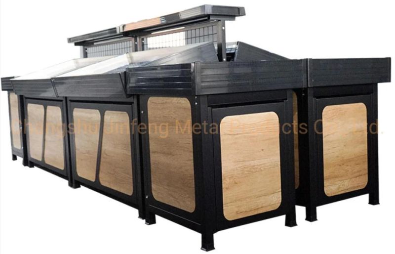 Supermarket Equipment Shelves Wooden and Metal Vegetable & Fruit Display Stand