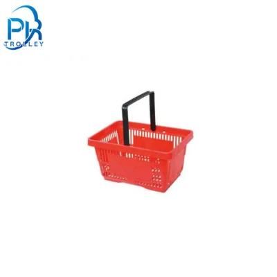 Wholesale Retail Grocery Supermarket Plastic Shopping Basket with Black Handles