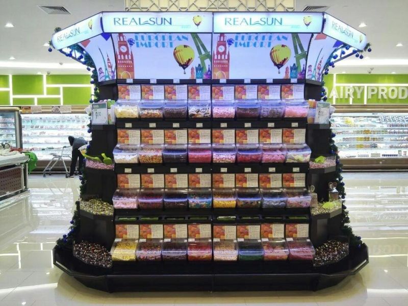 Supermarket Pick and Mix Bulk Candy Display Rack with Bins