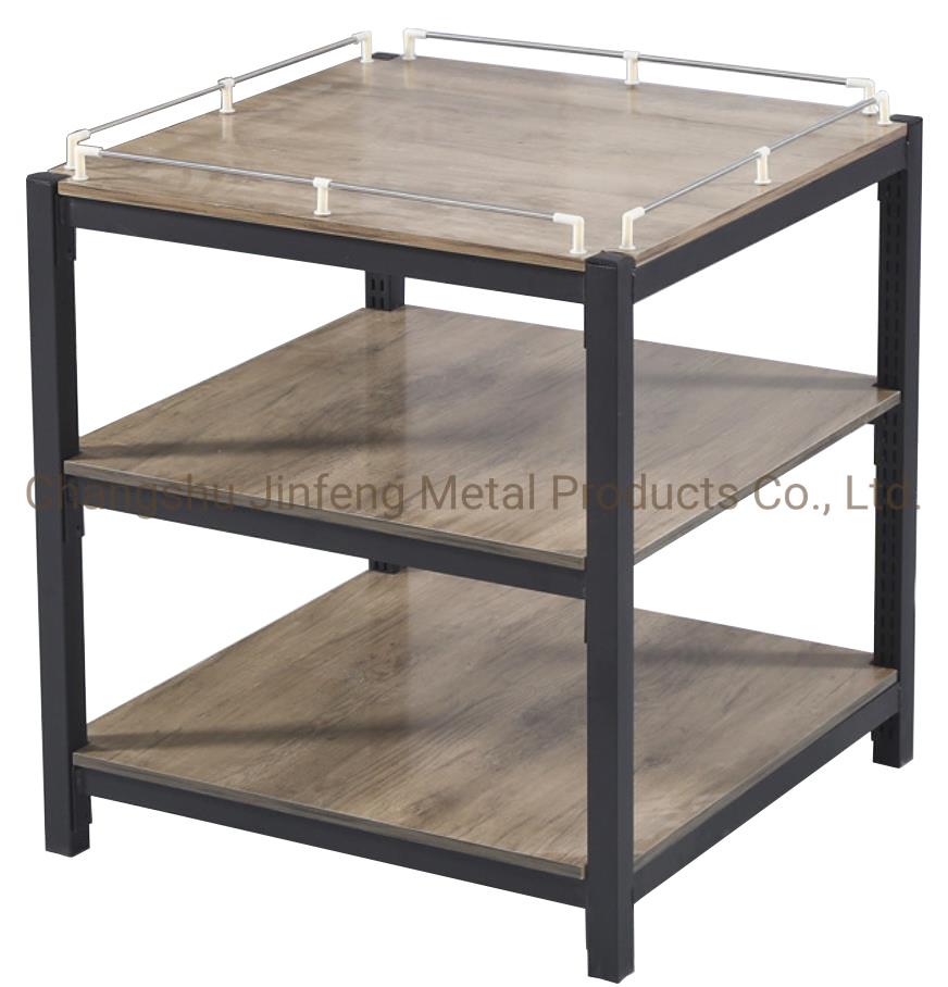 Supermarket Milk Steel-Wooden Shelf Convenience Store Beverage Display Stand