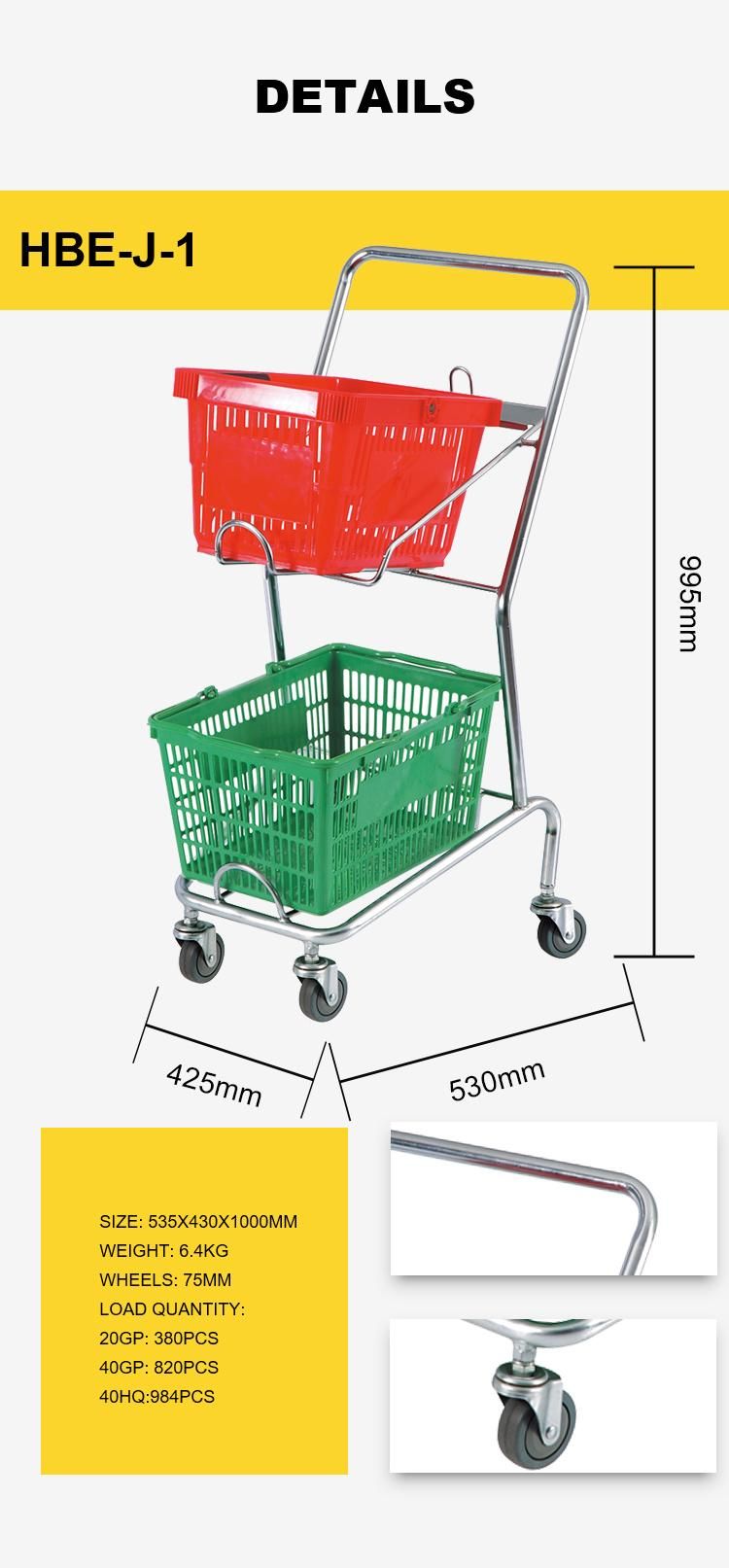 Metal Two Tiers Shopping Cart Baskets Shopping Trolley