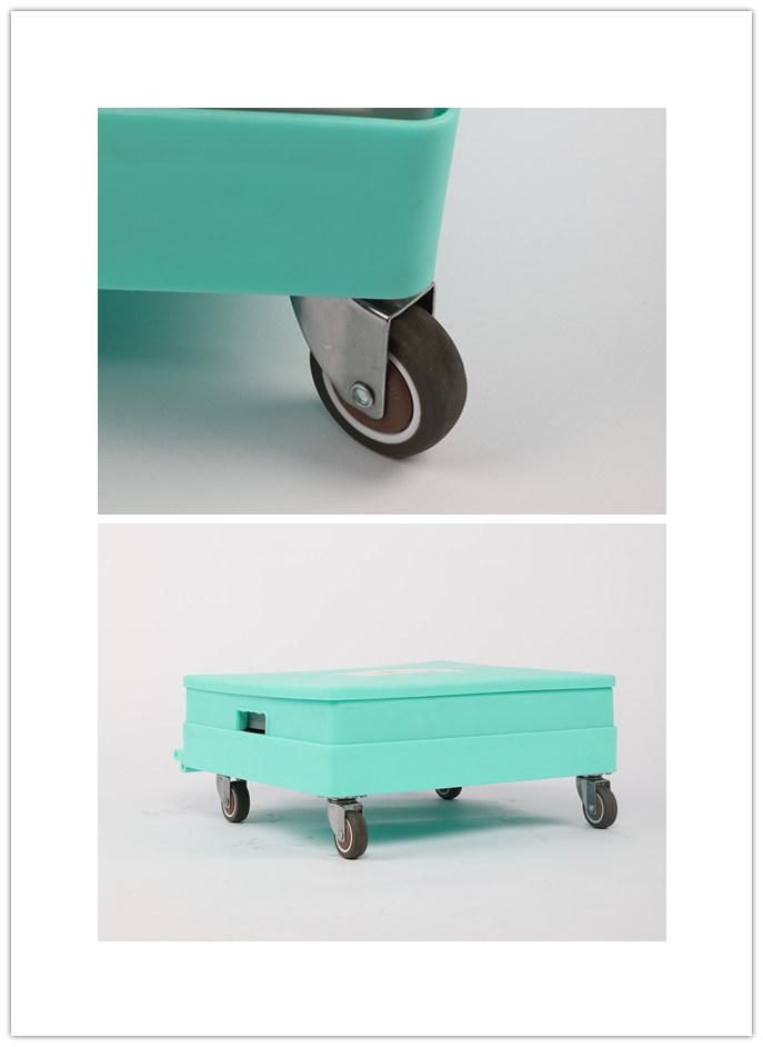 52L 4 Wheeled Plastic Cart Folding Shopping Trolley Carts