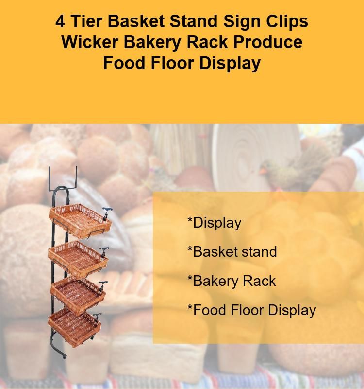 4 Layer Metal Basket Bread Bakery Displaying Rack