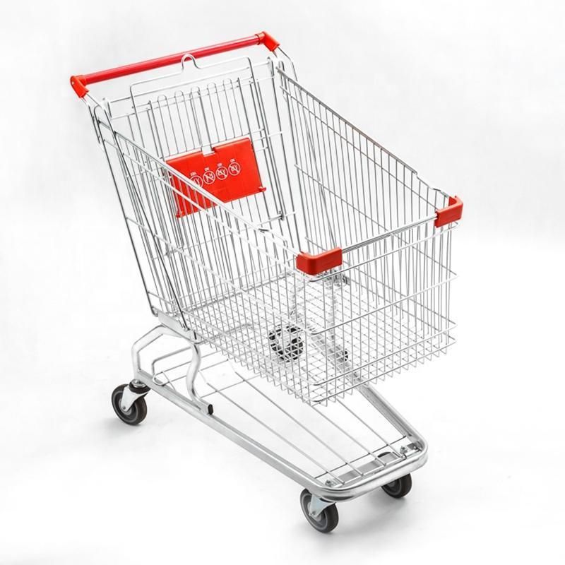 Volume 60-240L Supermarket Metal Shopping Trolley Cart with 4 Wheels