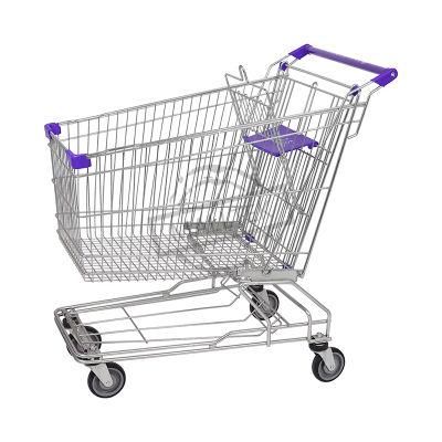 Customized 100L Unfold Grocery Supermarket Trolley with Safety Belt