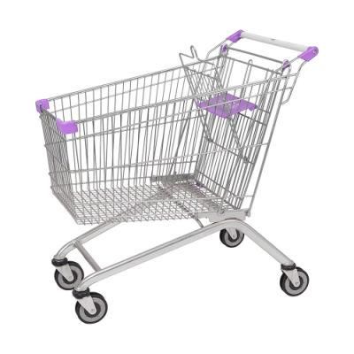 European Style Metal Galvanized Shopping Cart with Safety Belt