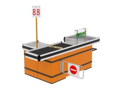 Supermarket Electrical Cashier Register Counter with Display Shelf