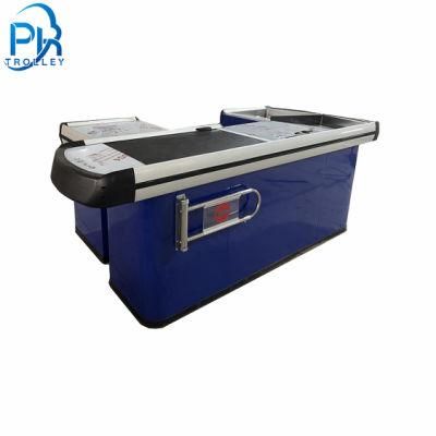 Custom Electric Cash Counter Supermarket Checkout Counter with Conveyor Belt