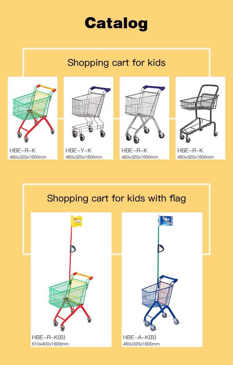 Safety and Colorful Plastic Kids Shopping Trolley Cart for Supermarket
