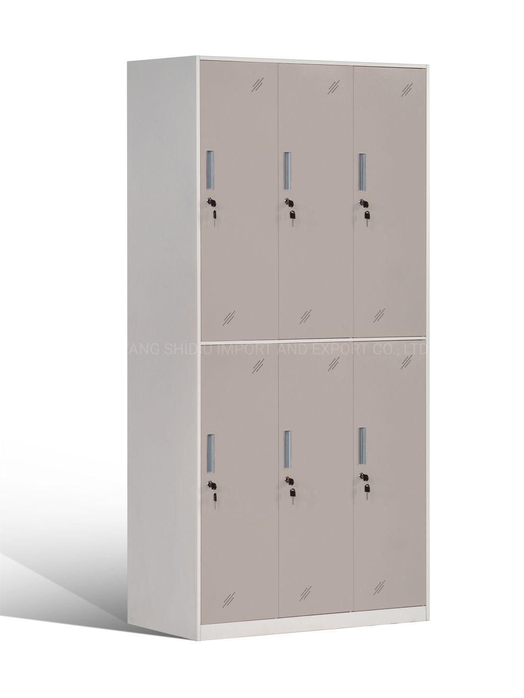 Cheap Colored Multiple Doors 6 Compartment Staff Lockers
