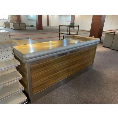 Factory Price Hypermarket or Supermarket Cashier Table Stainless Checkout Counter